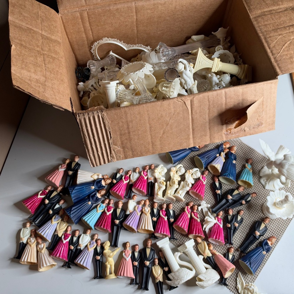 Vintage 70s 80s Wedding Cake Topper Lot Wilton Bakery Crafts Figurines Decor